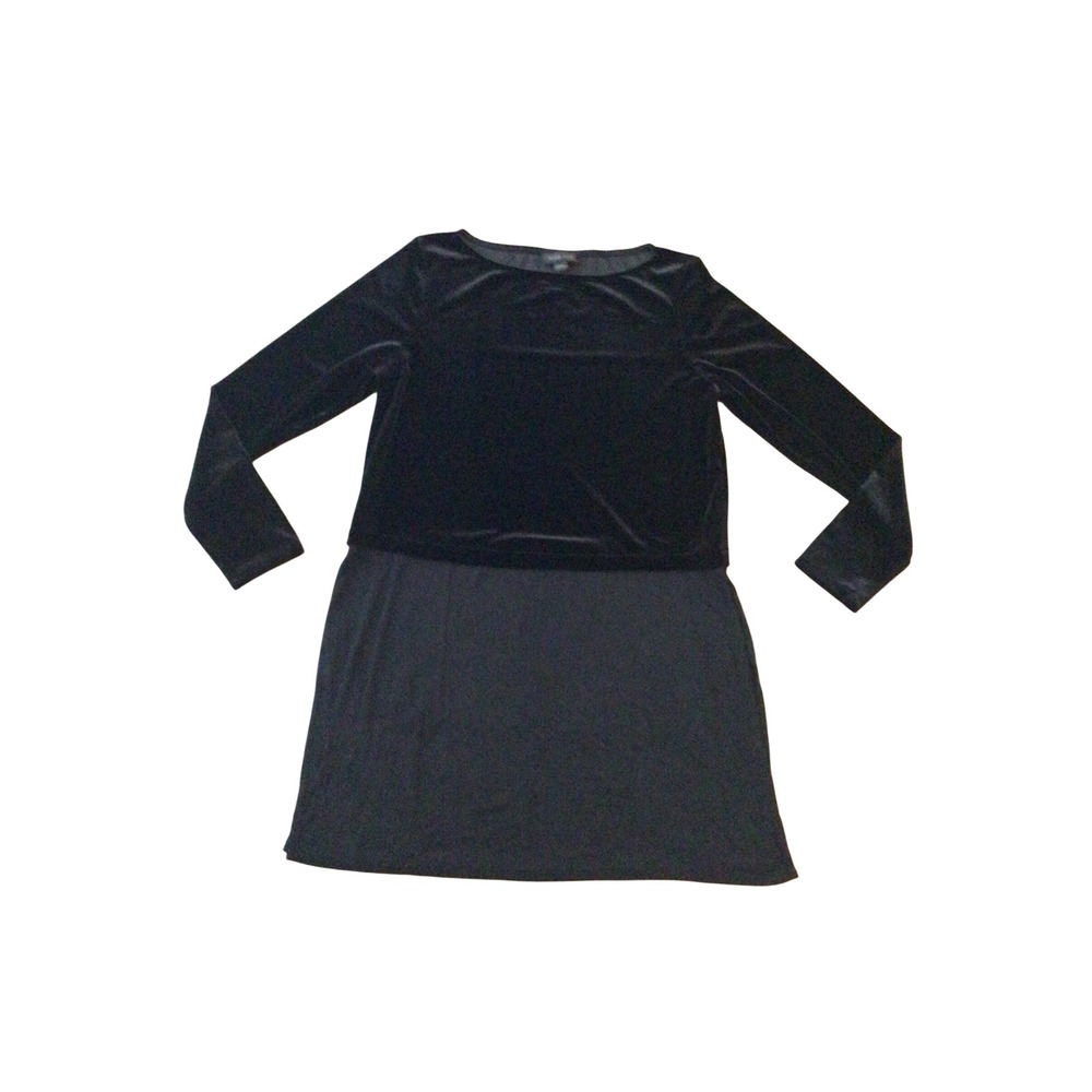 J. Jill Wearever Black Velvet Mixed Media Long Sleeve Dress Small
